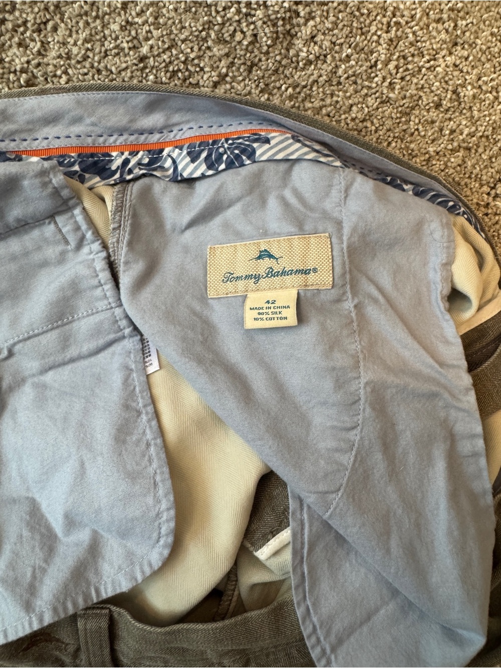 Silk Tommy Bahama Olive Green Men's Jean Shorts - Picture 2 of 2